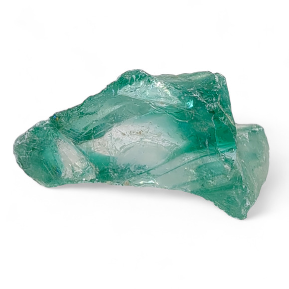 Emerald and Clear Glass Translucent Art Glass Cullet Glowing Manganese #4GX109 - Picture 6 of 7